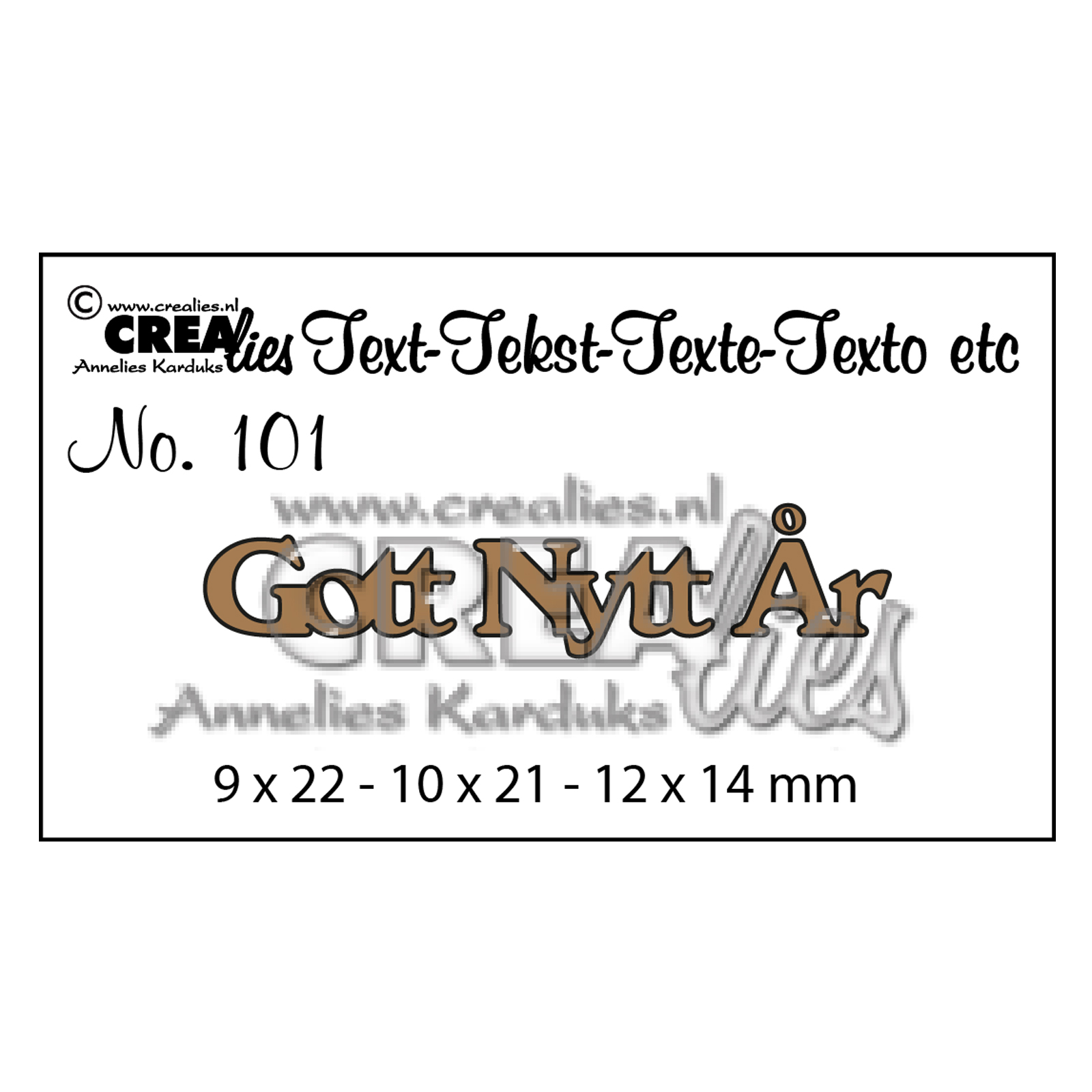 Crealies • Plantilla de corte con texto en sueco no.101 "Gott Nytt år"