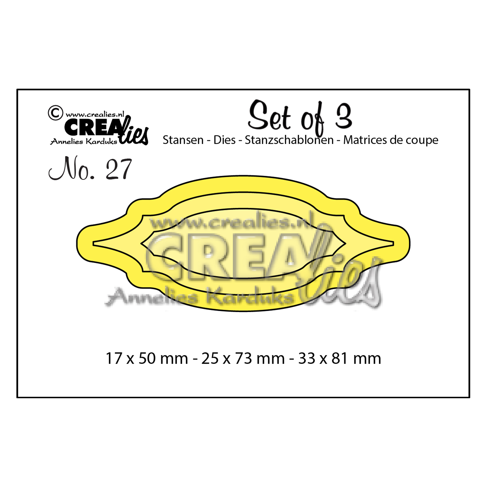 Crealies • Set matrices de découpe 3pcs no.27 Étiquette 1