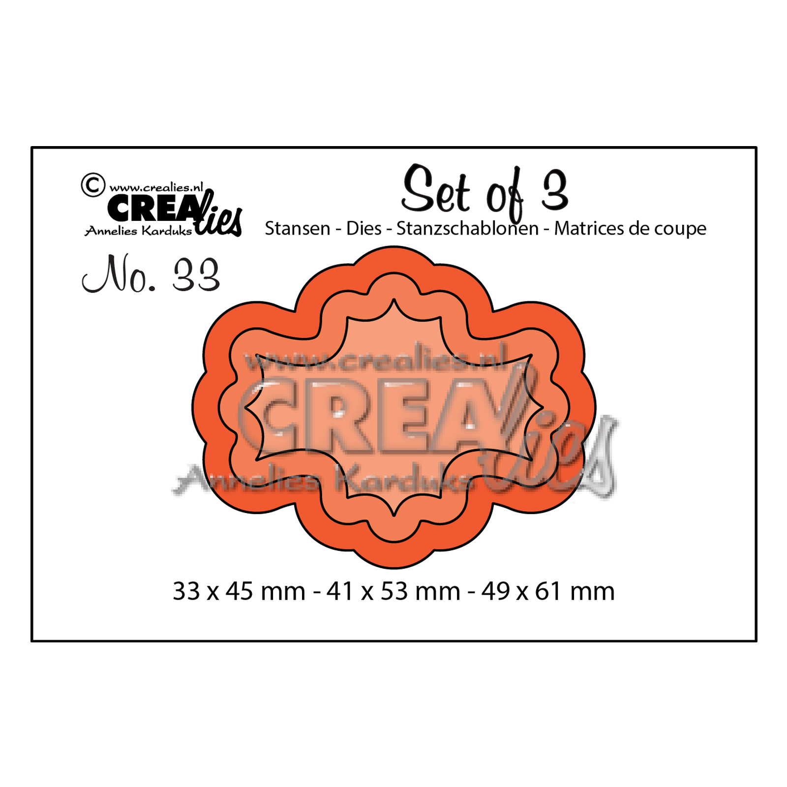 Crealies • Set Stanzschablonen 3pcs no.33 Etikette 7