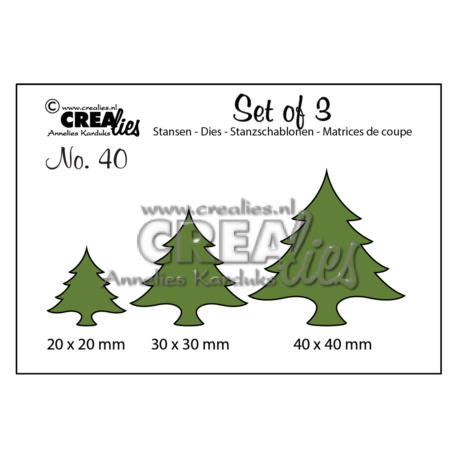 Crealies • Set matrices de découpe 3pcs no.40 Sapin de Noël gros