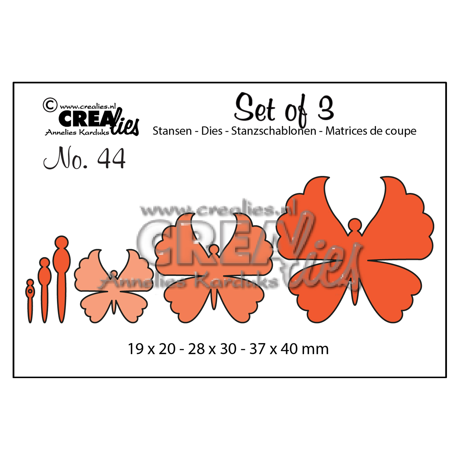 Crealies • Set matrices de découpe 3pcs no.44 Papillons 6