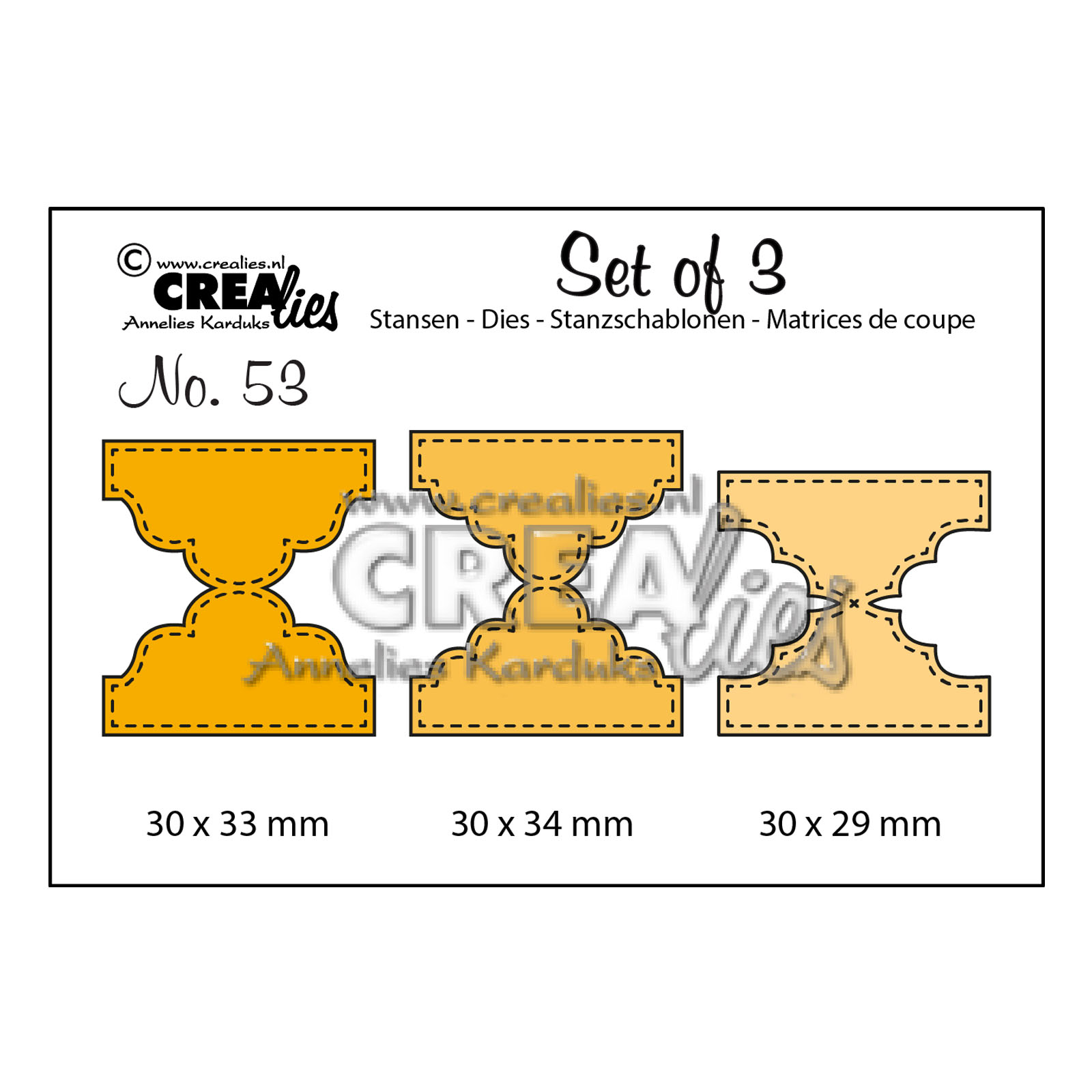 Crealies • Set van 3 snijmallen no.53 Dubbele tabs A