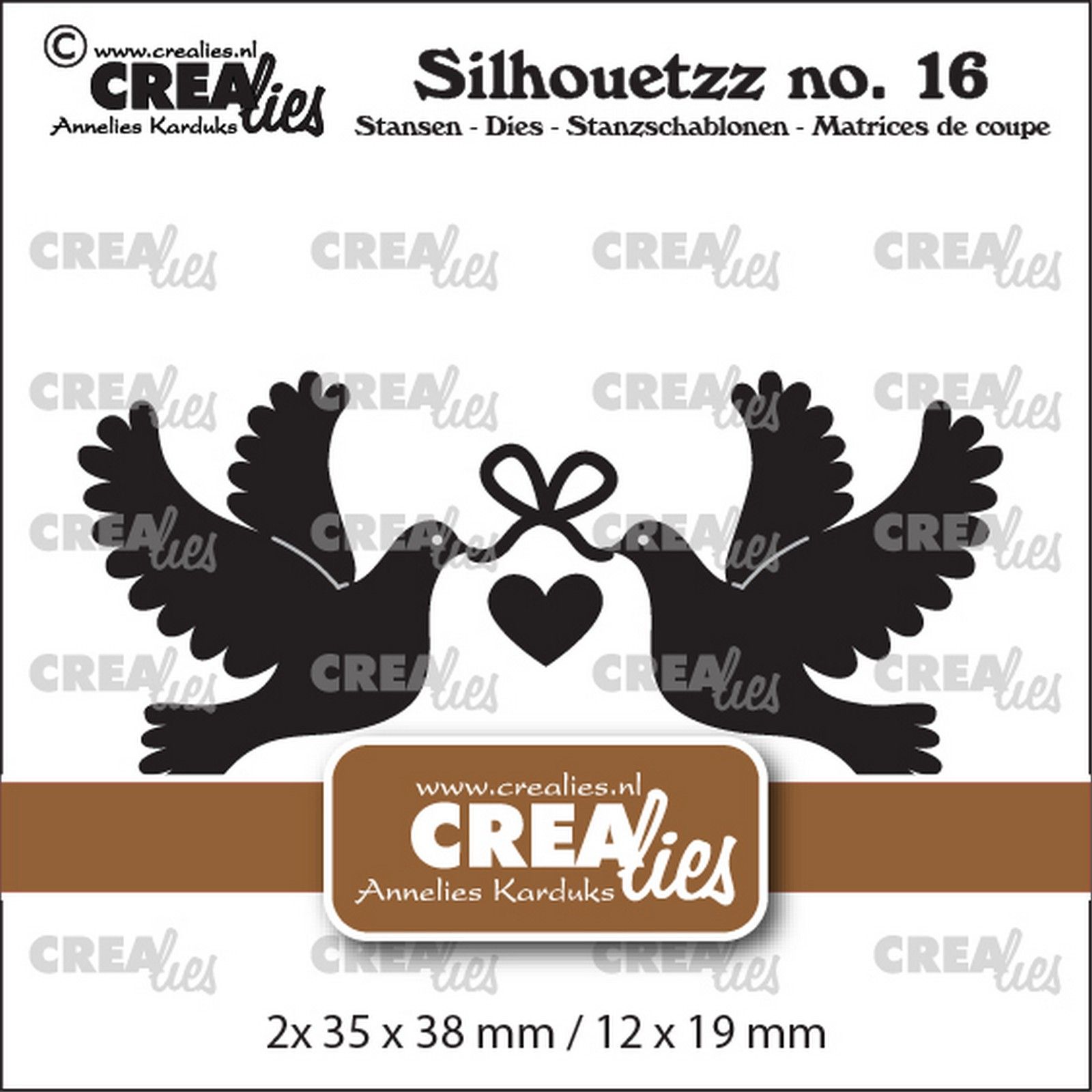 Crealies • Silhouetzz Cutting Die Doves With Heart