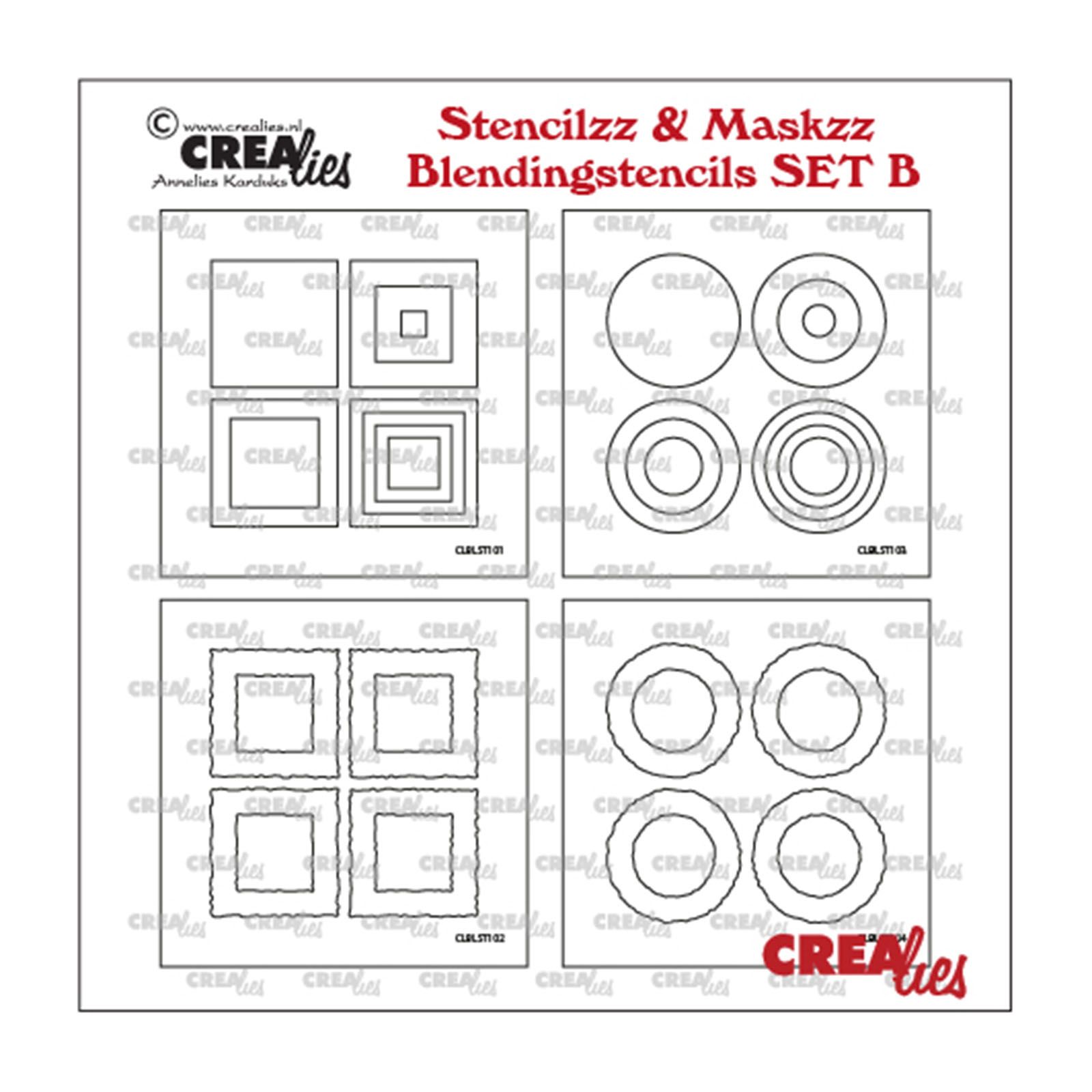 Crealies • Stencilzz 4x square smooth & rough edges