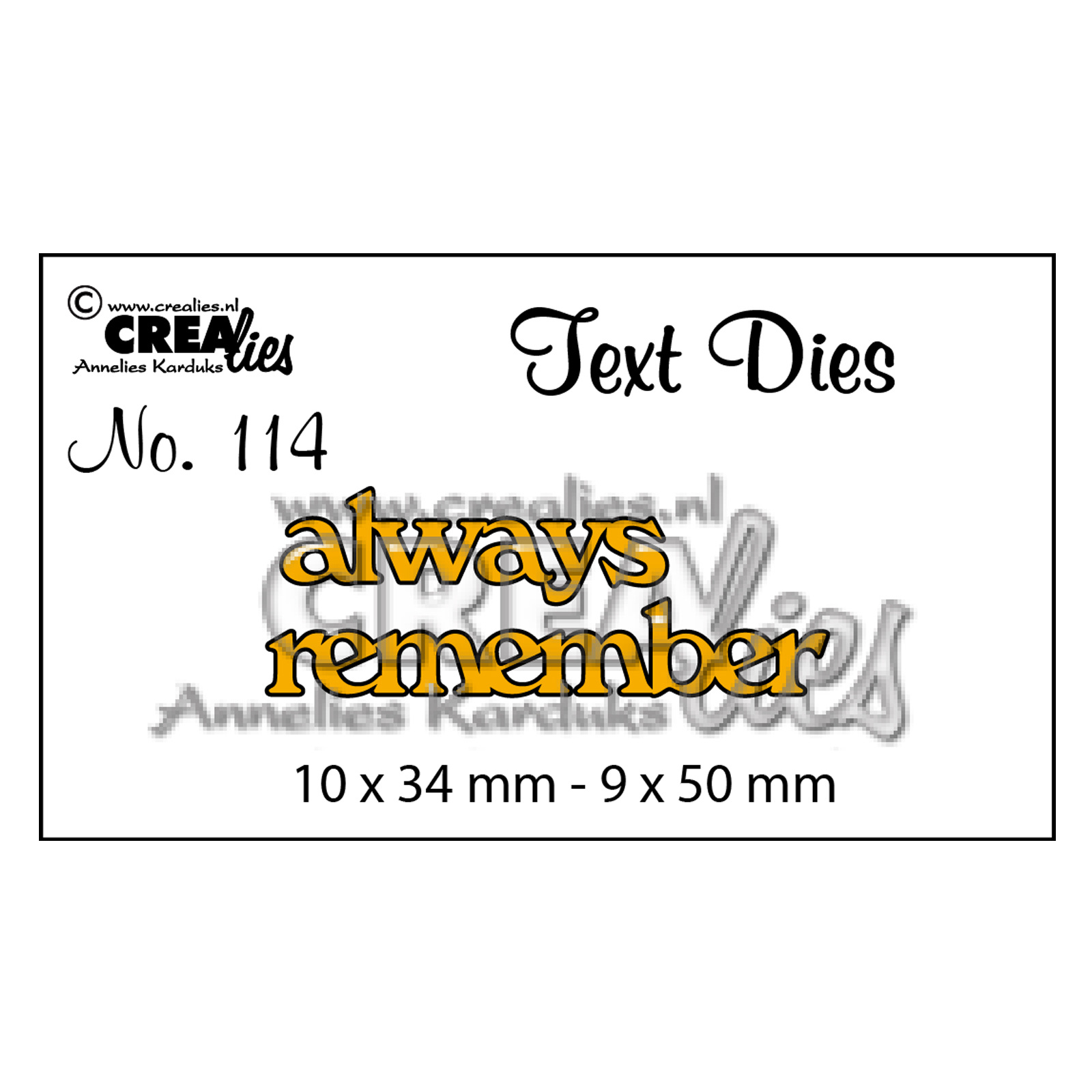 Crealies • Snijmal Engelse tekst no.114 "Always remember"