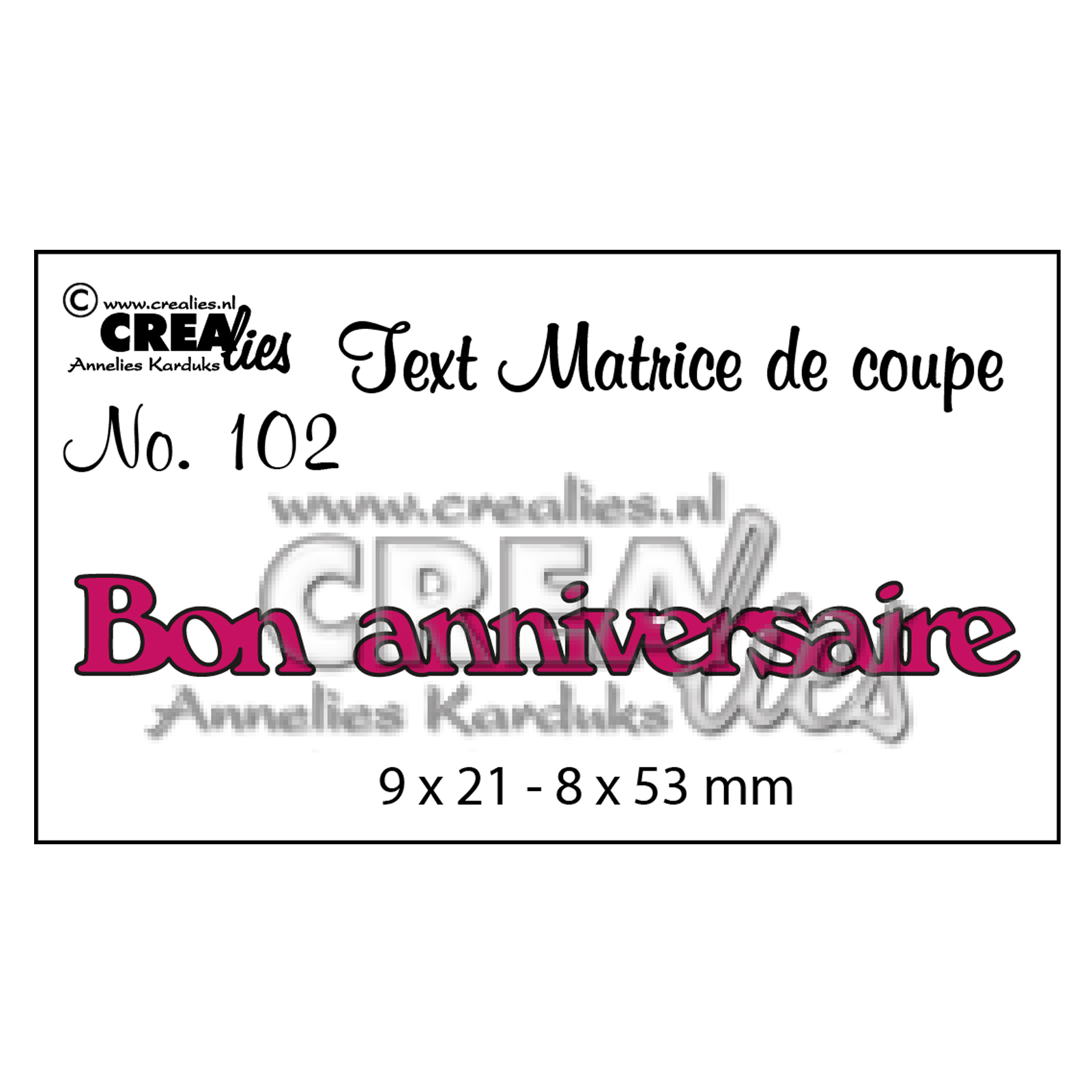 Crealies • Snijmal Franse tekst no.102 "Bon anniversaire"