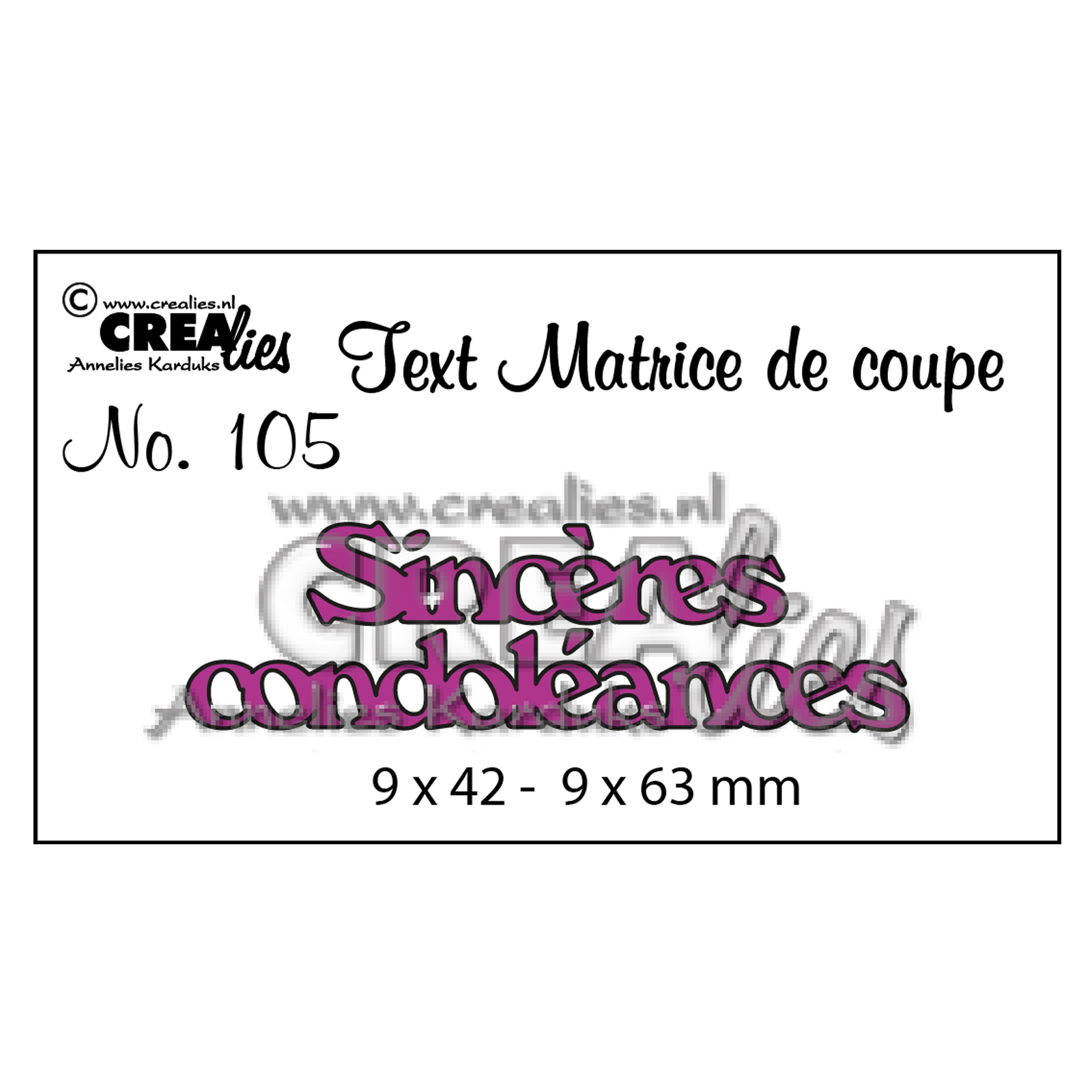 Crealies • Matrice de découpe texte en français no.105 "Sincères"