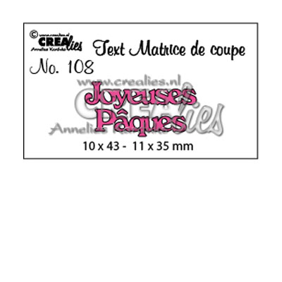 Crealies • Plantilla de corte con texto en francés no.108 "Joyeuses Paques"
