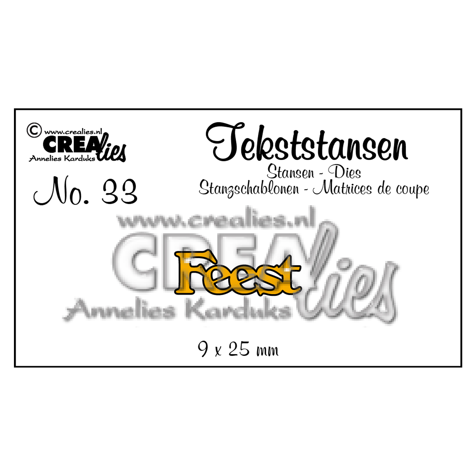 Crealies • Snijmal Nederlandse tekst no.33 "Feest"