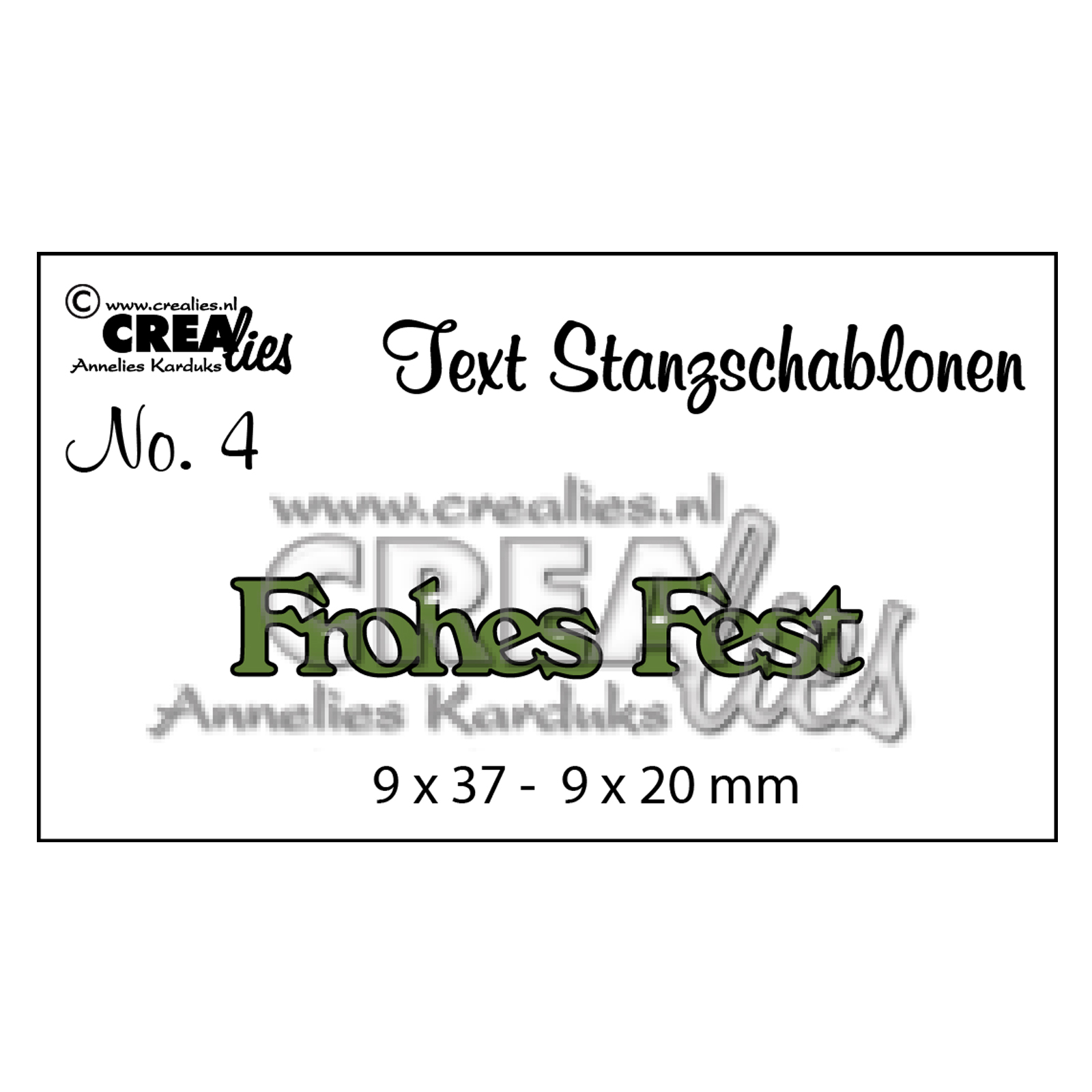 Crealies • Deutsche Text Stanzschablone no.4 "Frohes Fest"