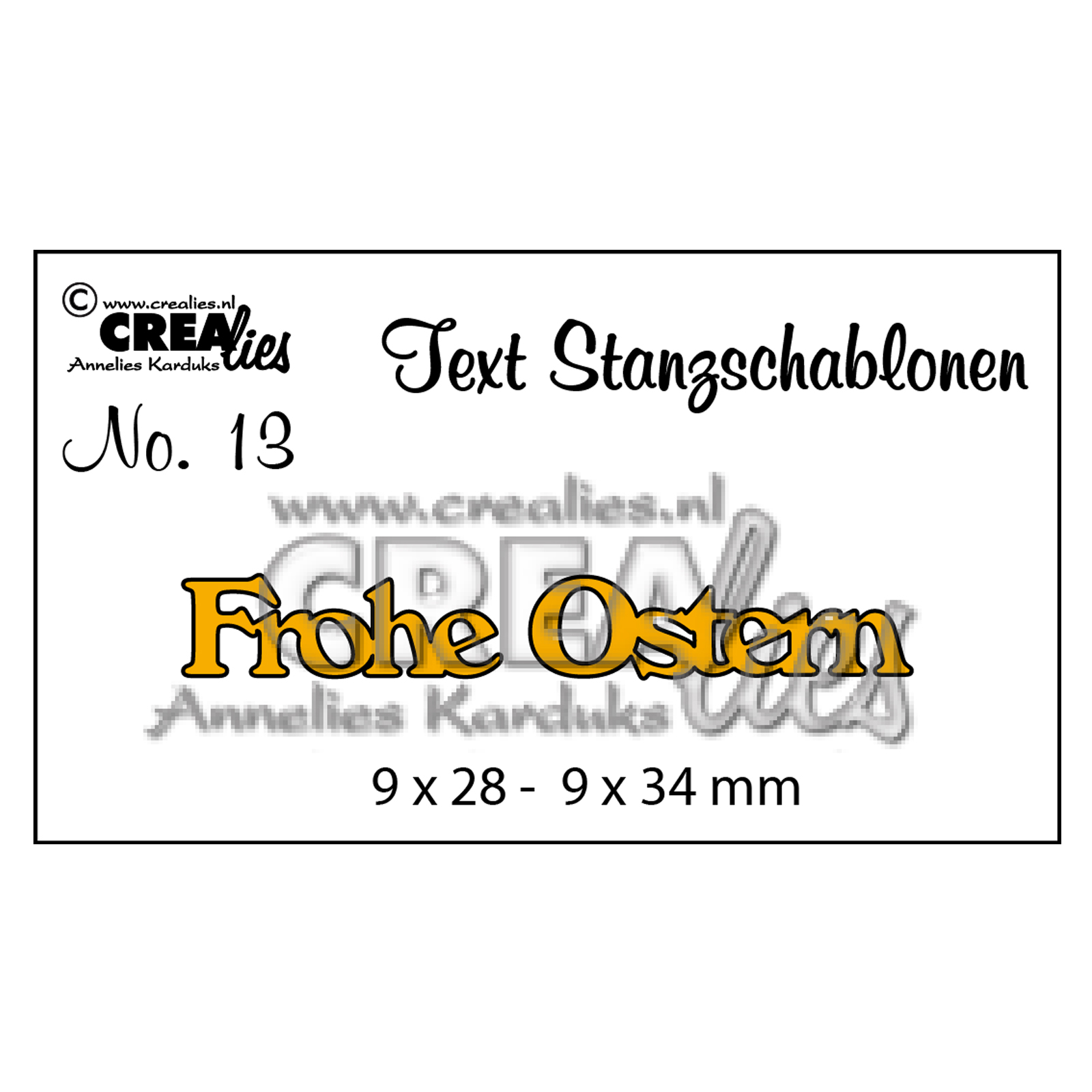 Crealies • Plantilla de corte con texto en alemán no.13 "Frohe Ostern"