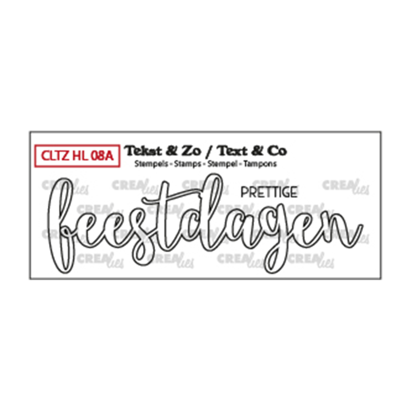 Crealies • Text & Zo stamp Dutch text "Feestdagen"
