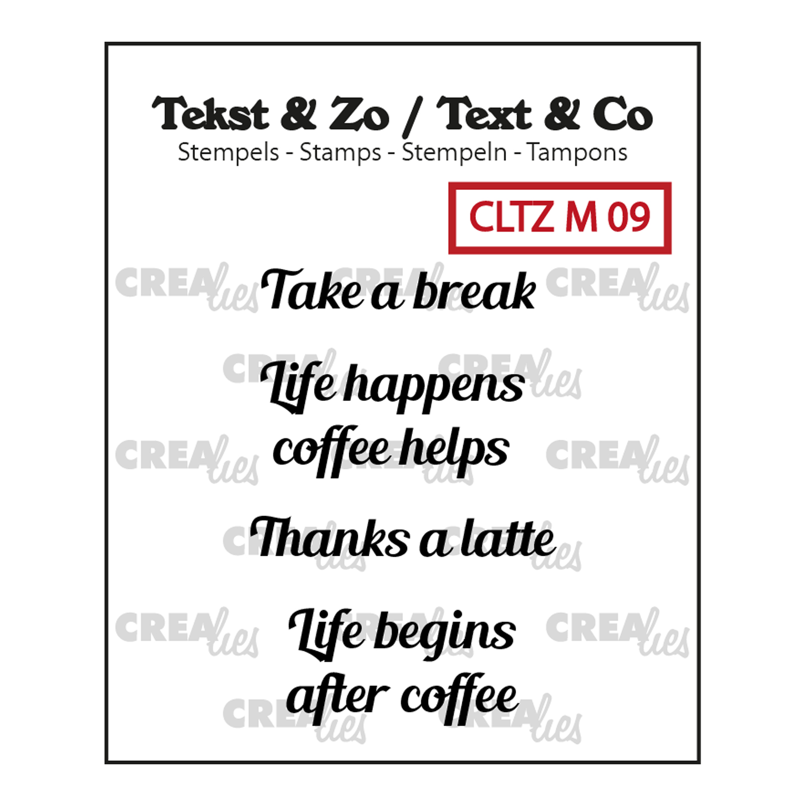 Crealies • Tekst & Zo tekst stempel Engels "Take a break"