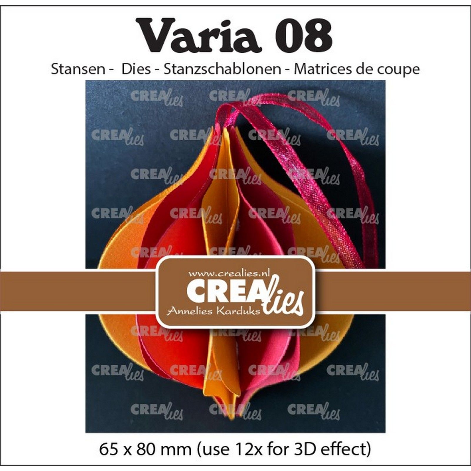 Crealies • Varia 3D Kerstbal Puntig