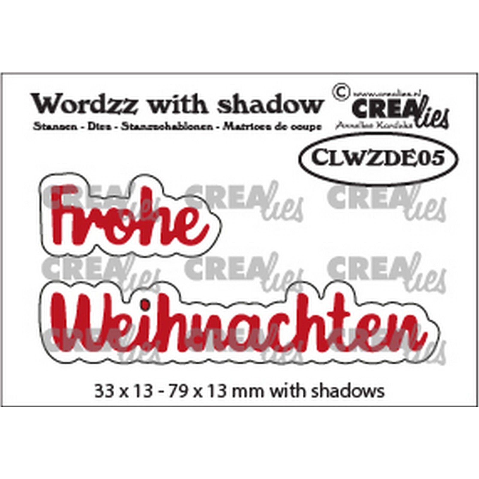 Crealies • Wordzz with shadow Frohe Weihnachten