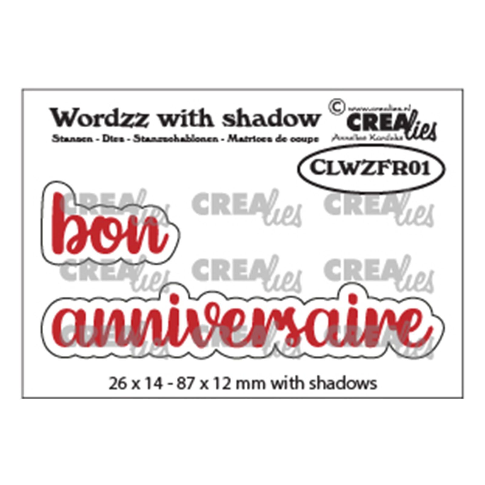 Crealies • Wordzz with shadow dies Bon anniversaire