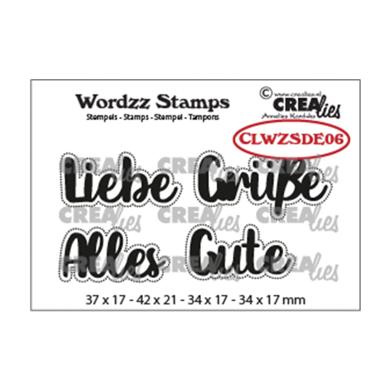 Crealies • Wordzz stamps "Liebe Grüße Alles Gute"