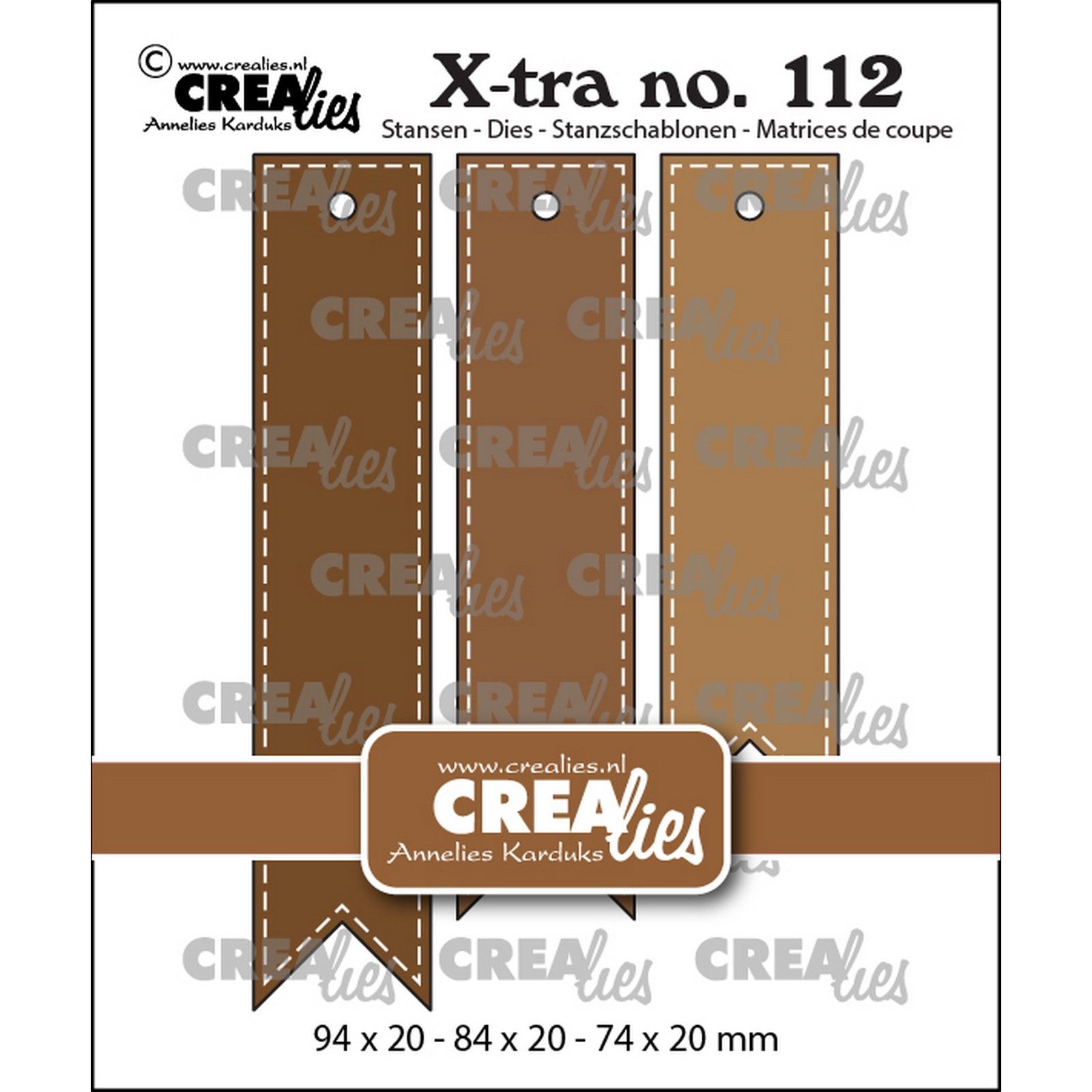 Crealies • Xtra Fishtail tags with stitchline
