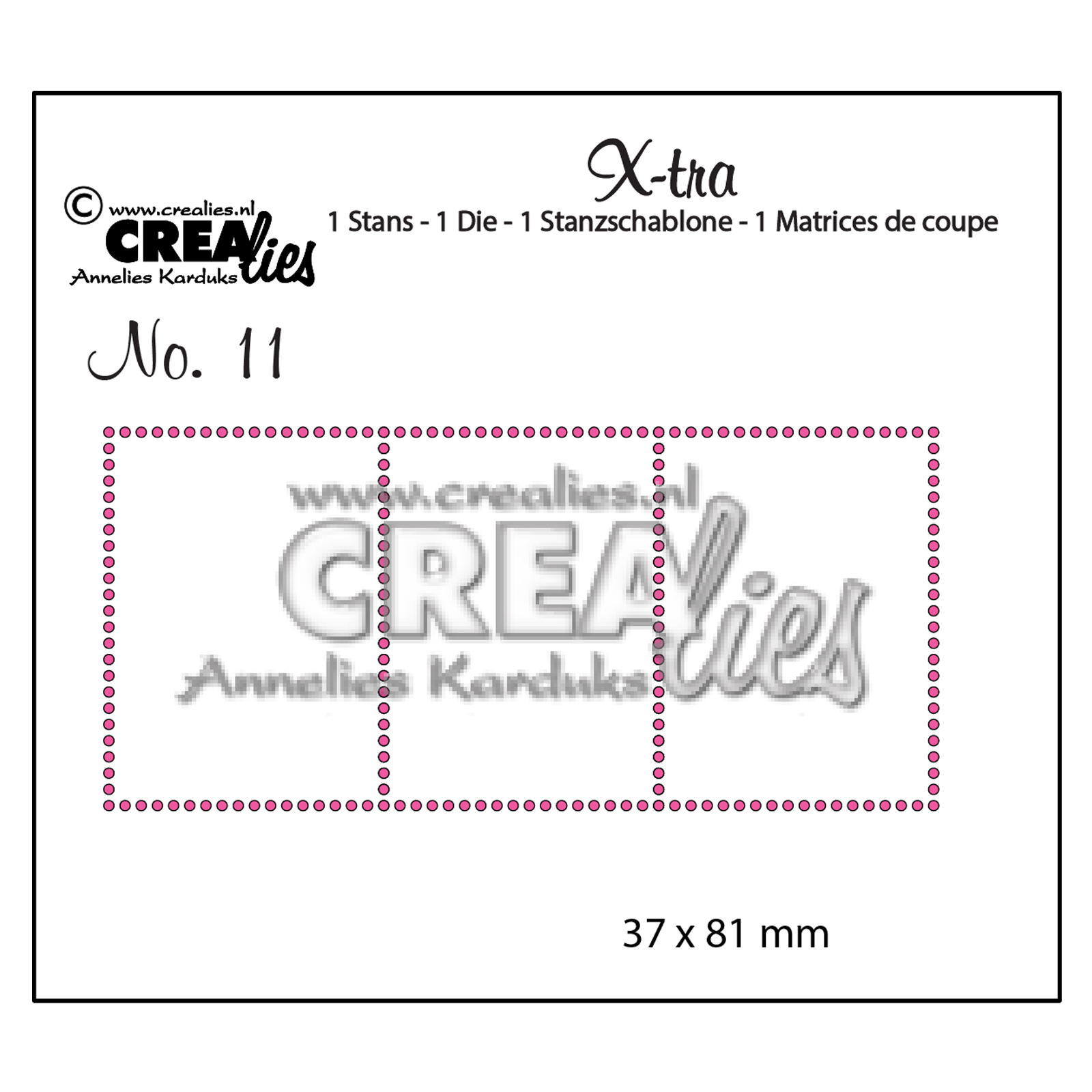 Crealies • X-tra Stanzschablone no.11 3 Briefmarken