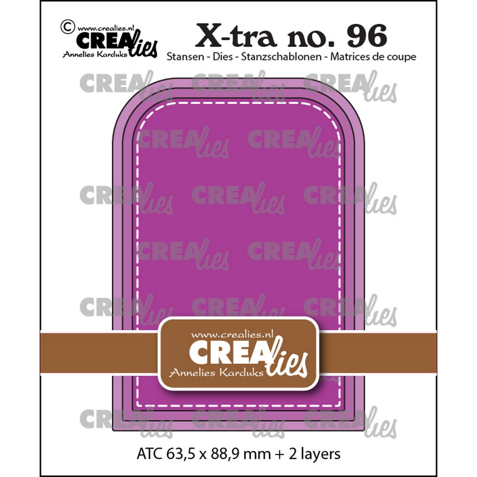 Crealies • Xtra ATC Afgeronde Boog met Stiksteek