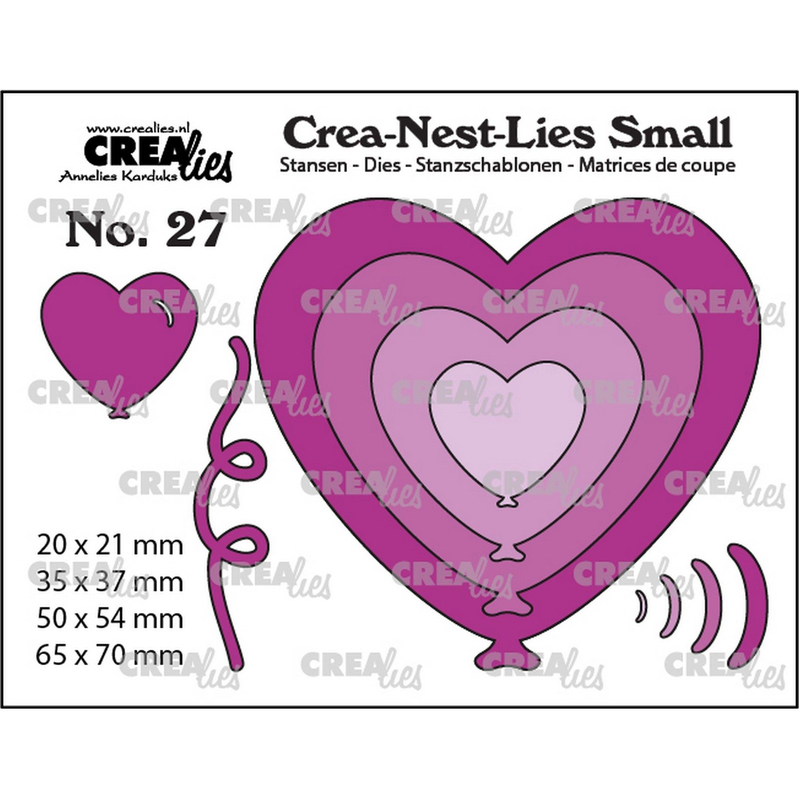 Crealies • Crea-Nest-Lies Small Ballonnen hartvorm 4x