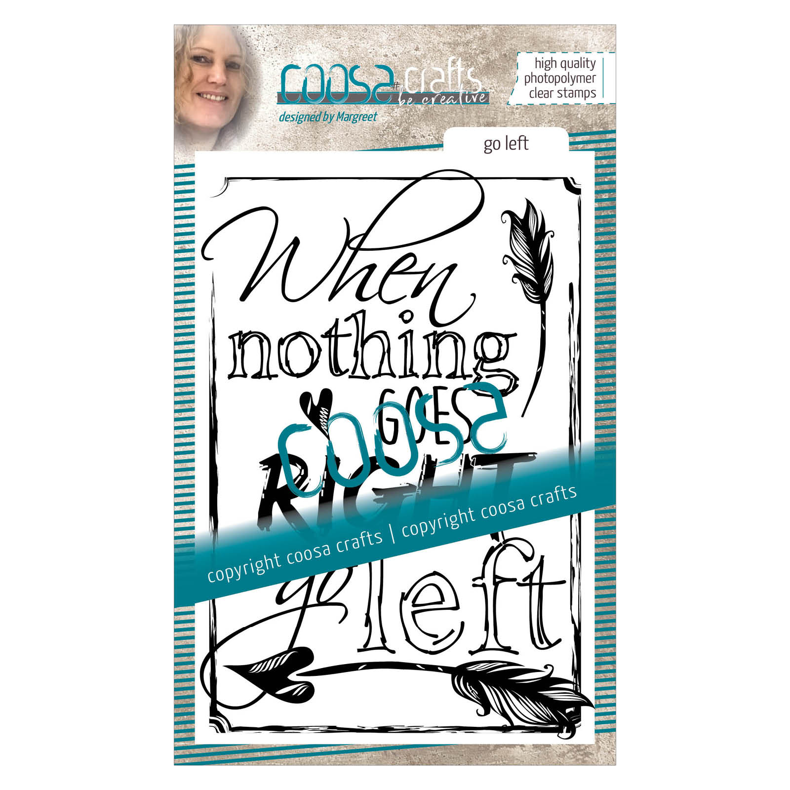 COOSA Crafts • Sello transparente con texto en Inglés #2 Quote "Go left"