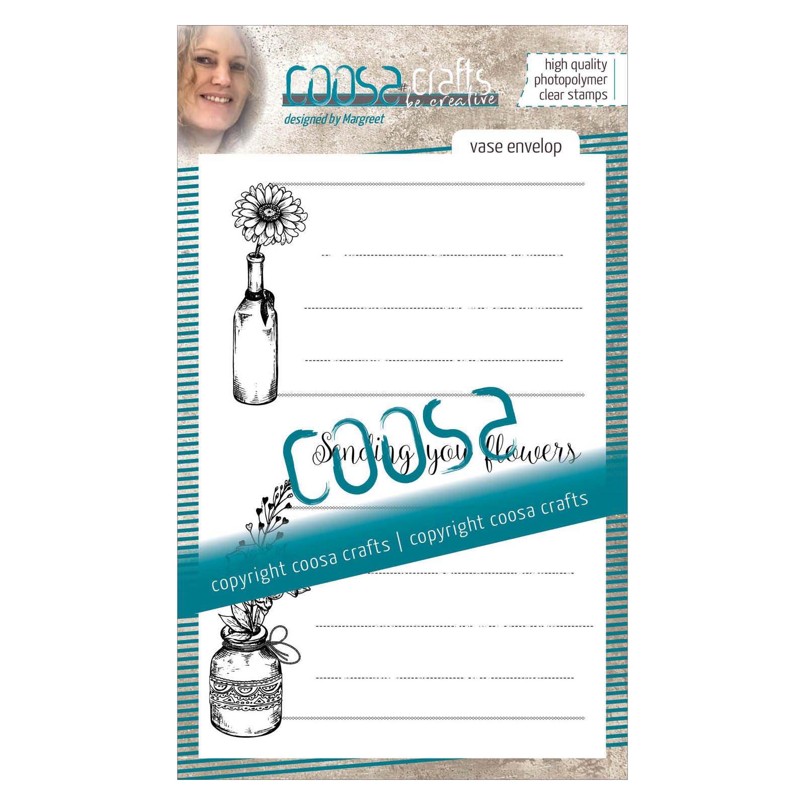 COOSA Crafts • Silikonstempel #7 Vase Briefumschlag