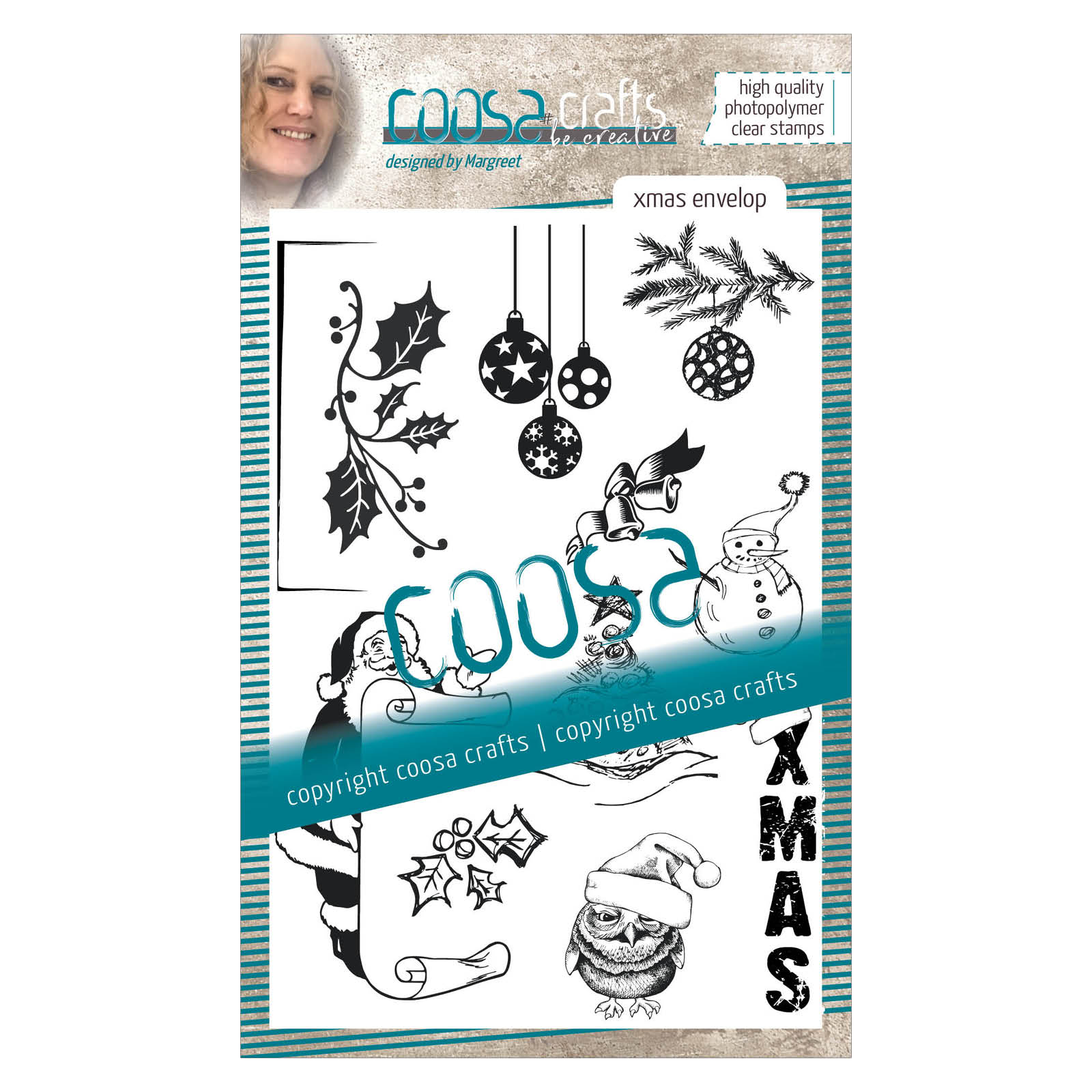 COOSA Crafts • Clear stempel #17 Xmas envelop
