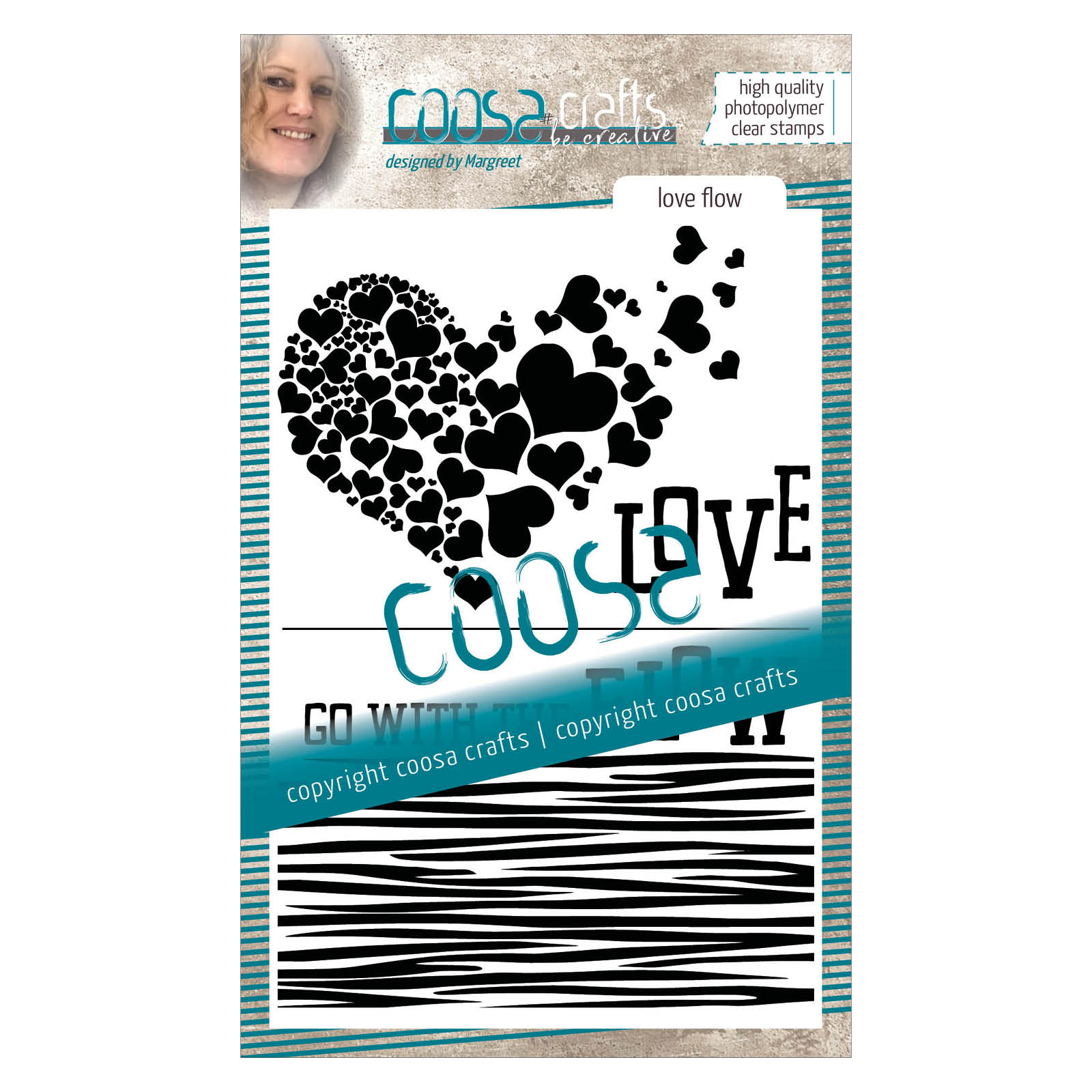 COOSA Crafts • Timbro in silicone #15 background Love Flow