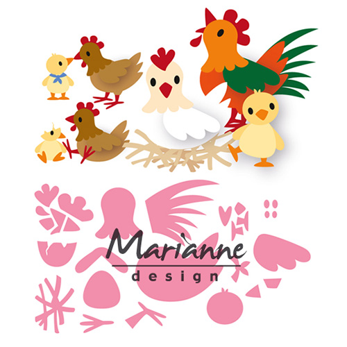 Marianne Design • Collectables Präge- und Stanzschablone Eline's Hühnerfamilie