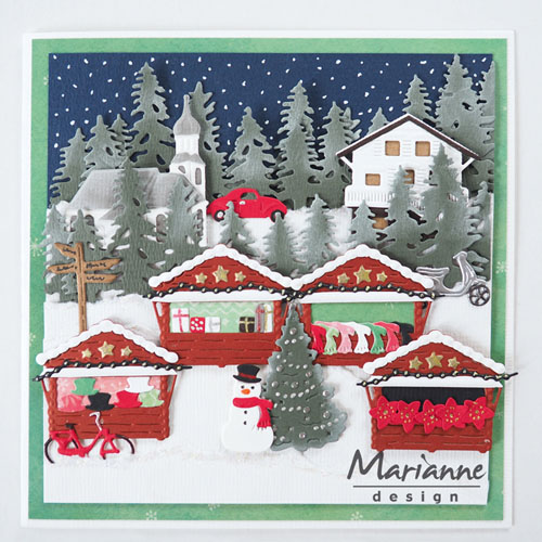 Marianne Design • Collectables Coupe- pochoir d'embossage Village decoration set 5