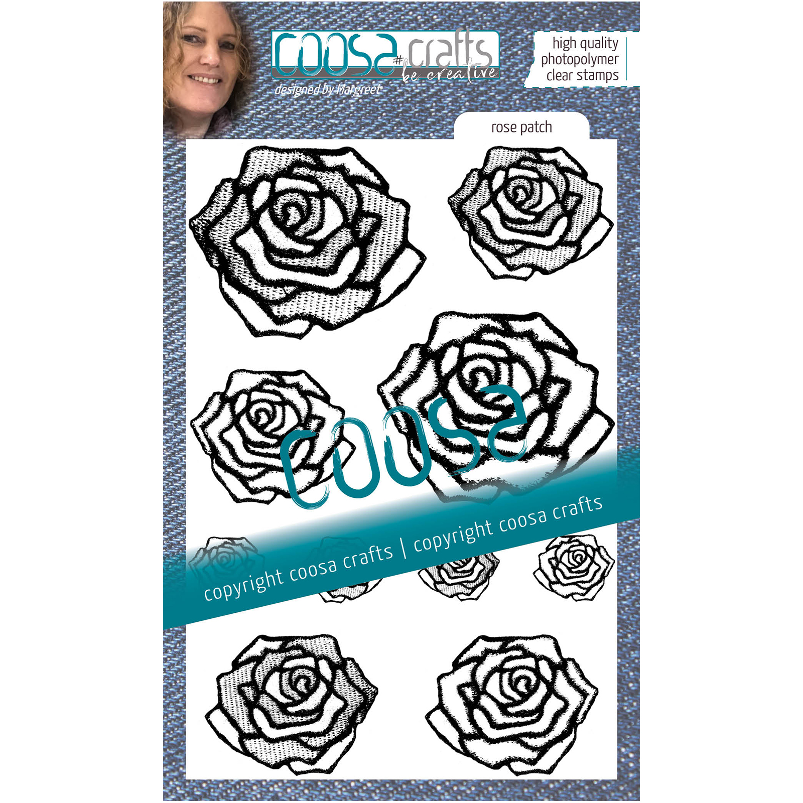 COOSA Crafts • Clear stamp A6 Love my jeans - Rose patch