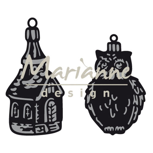 Marianne Design • Craftables snij- embosstencil Tiny's ornamenten Kerk & Uil