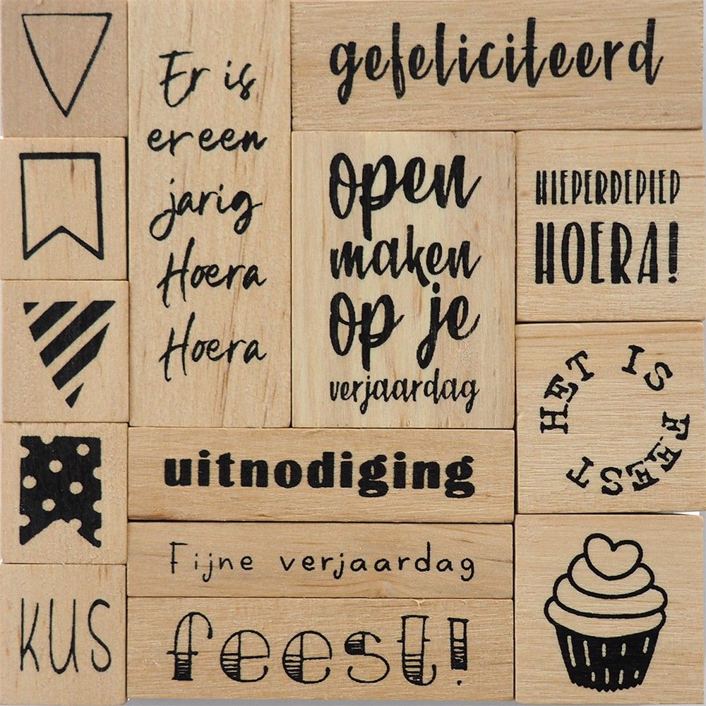 Marianne Design • Wooden stamp set Feest!