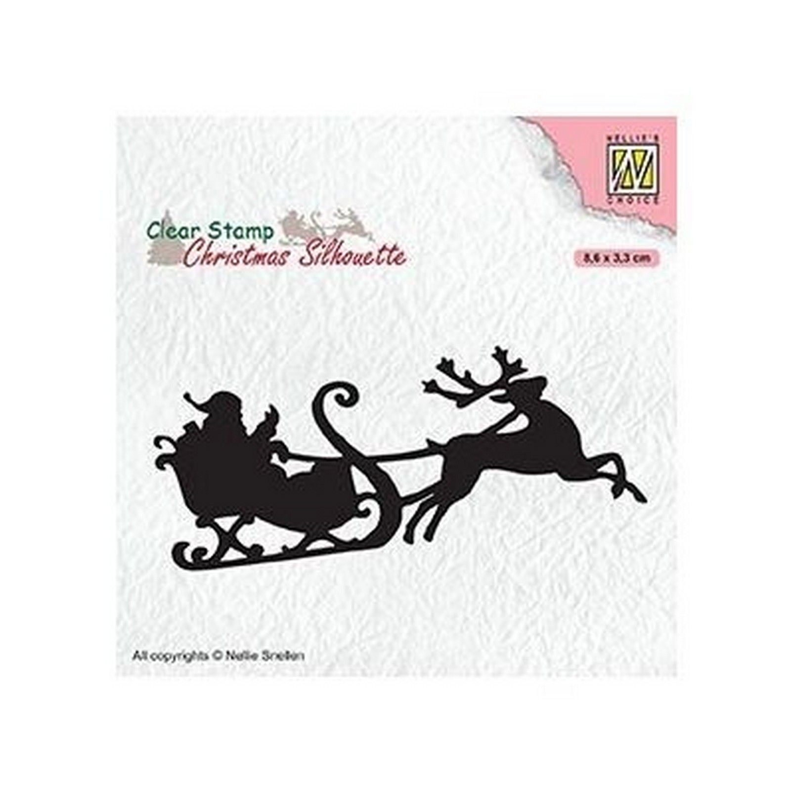 Nellie's Choice • Christmas Silhouettes Clear Stamps Santa Claus with Reindeer Sleight ( 86x33mm)