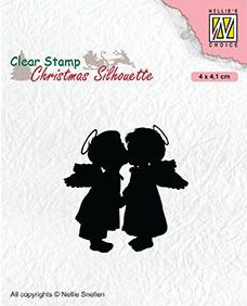 Nellie's Choice • Christmas Silhouettes Clear Stamps Two Kissing Angels (40x41mm)