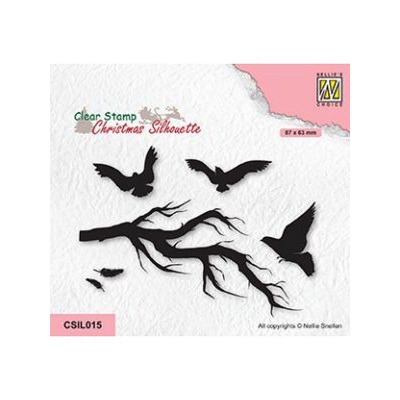 Nellie's Choice • Christmas Silhouettes Clear Stempel Branch with Birds