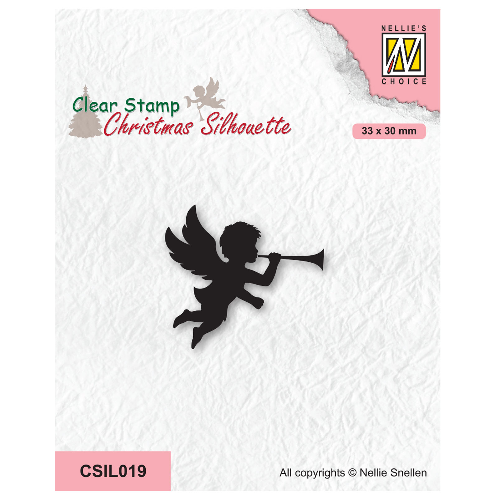 Nellie's Choice • Christmas Silhouettes Clear Stamps Angel with Trumpet