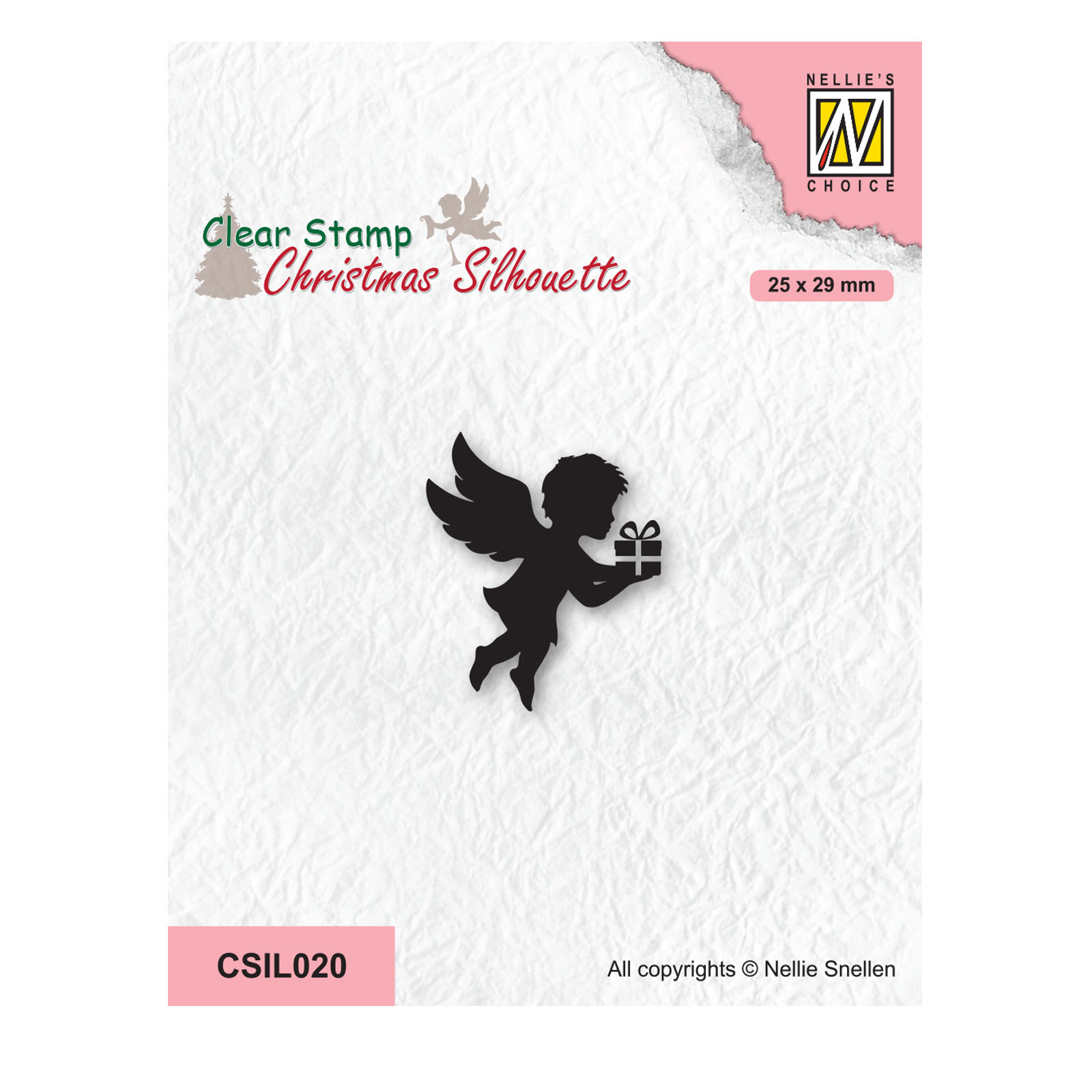 Nellie's Choice • Christmas Silhouettes Clear Stempel Angel with Present