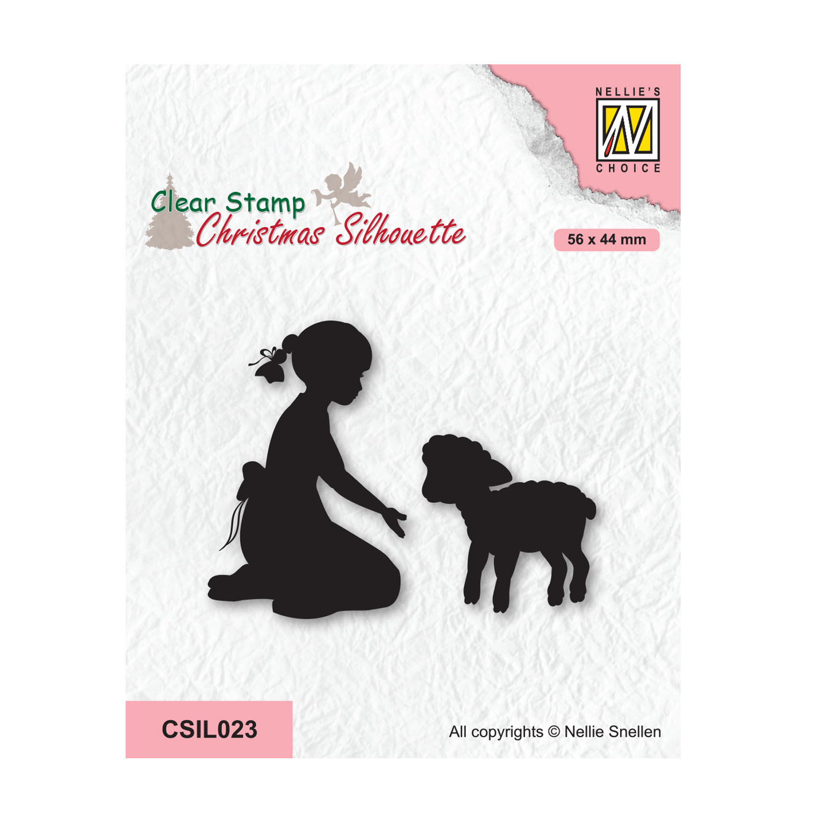 Nellie's Choice • Christmas Silhouettes Clear Stempel Girl with Lamb