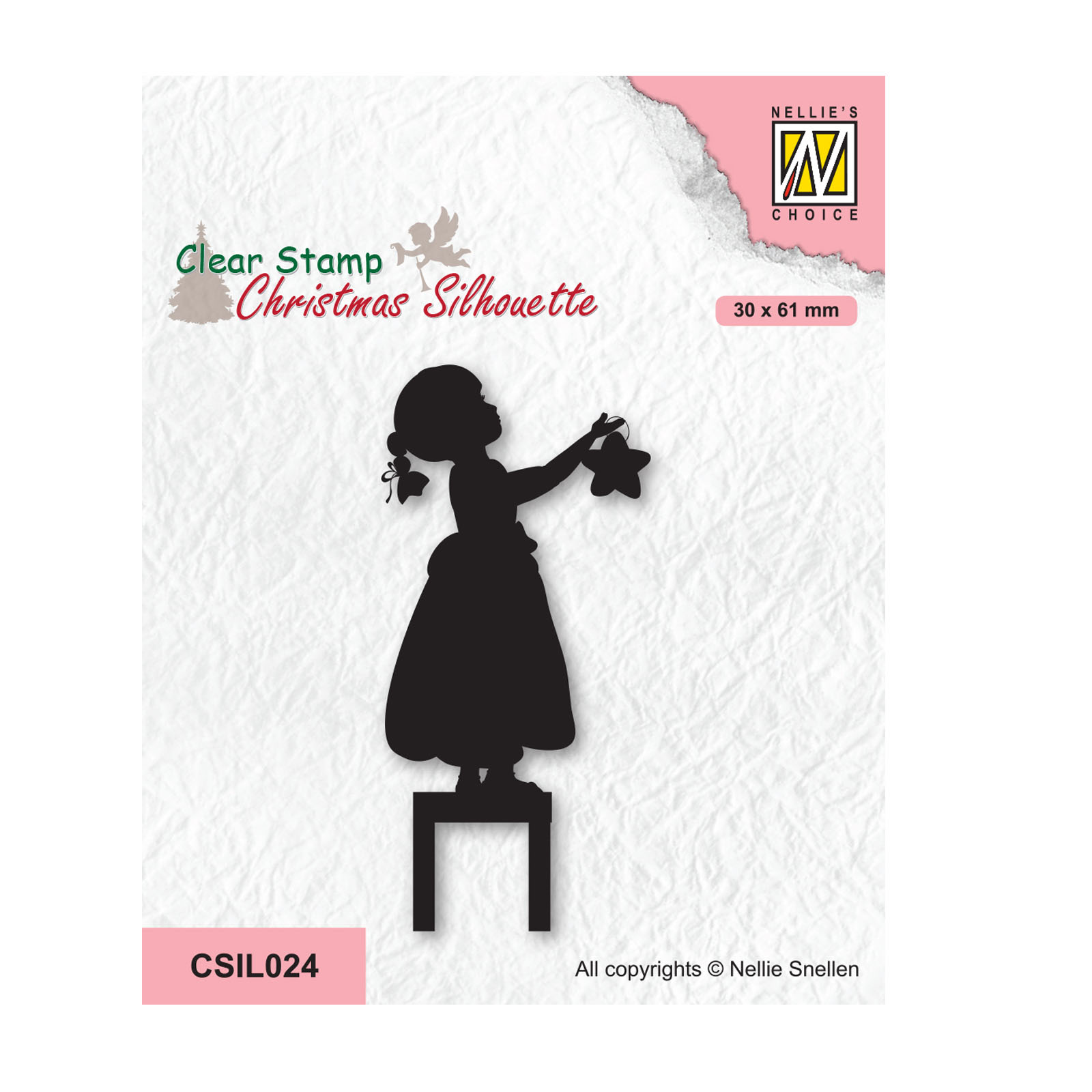 Nellie's Choice • Christmas Silhouettes Clear Stamps Little Girl Decorating