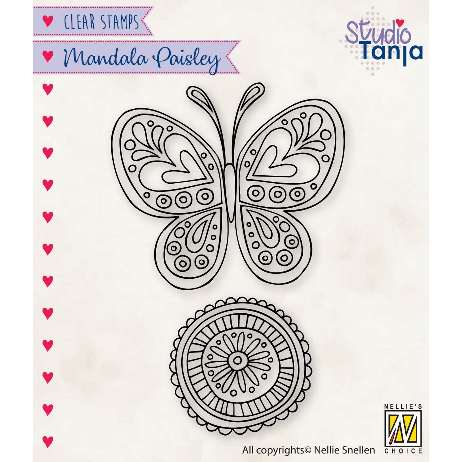 Nellie's Choice • Mandala's Paisley Clear Stempel Motive Butterfly & Circle