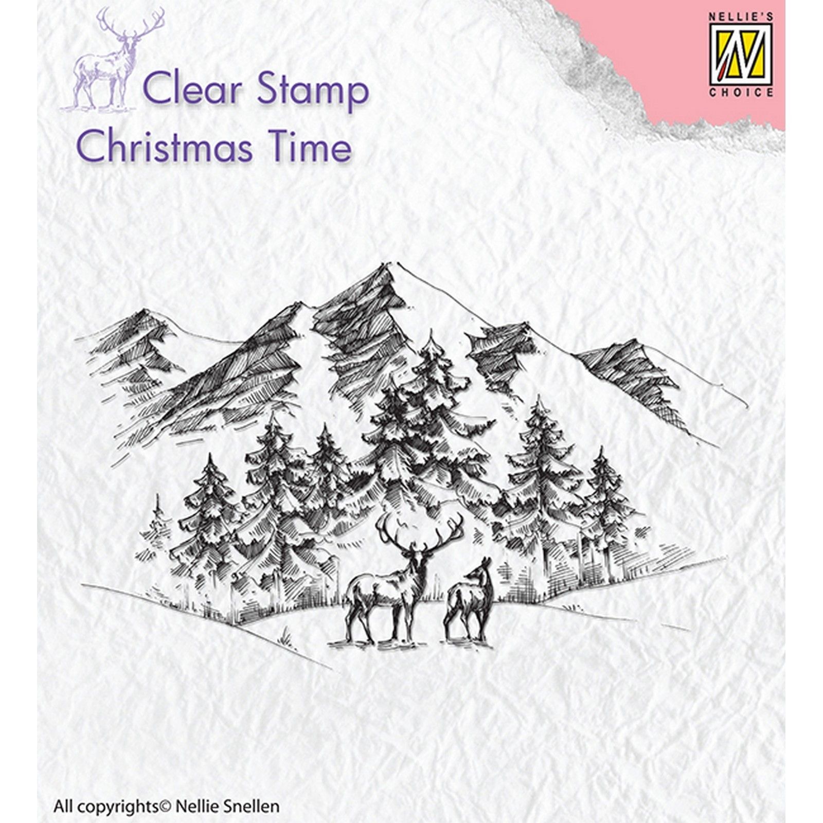 Nellie's Choice • Christmas Time Clear Stempels Winter Landscape with Deer