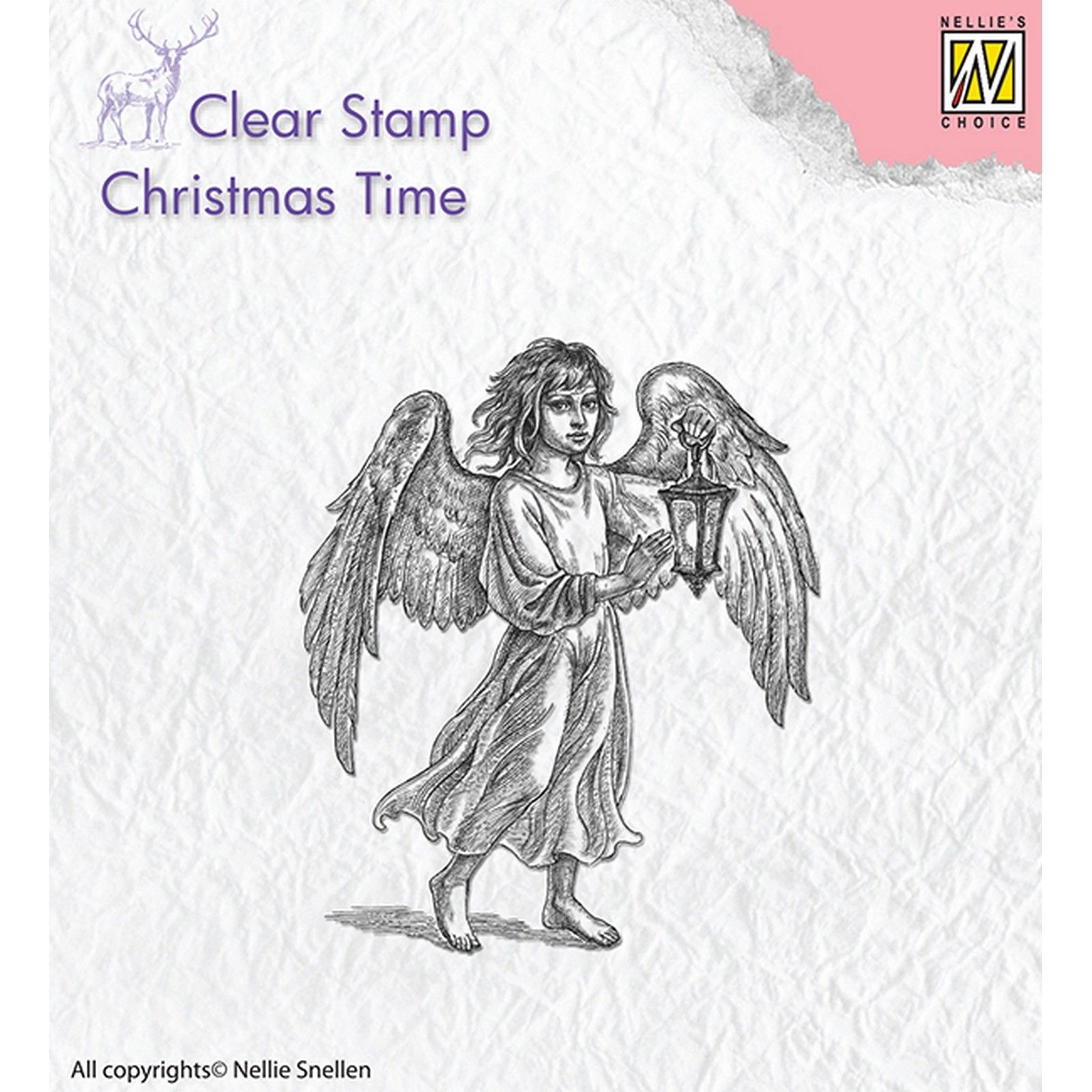 Nellie's Choice • Christmas Time Clear Stempels Angel with Lantern