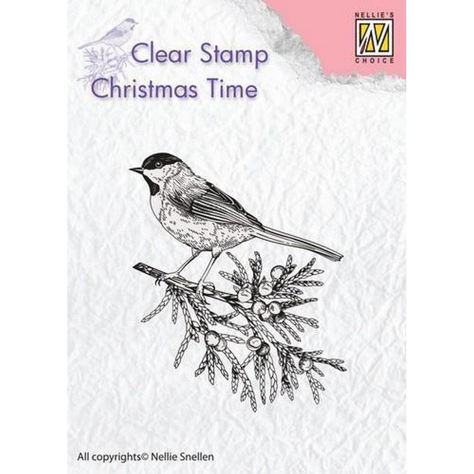 Nellie's Choice • Christmas Time Clear Stempels Conifer Branch with Bird