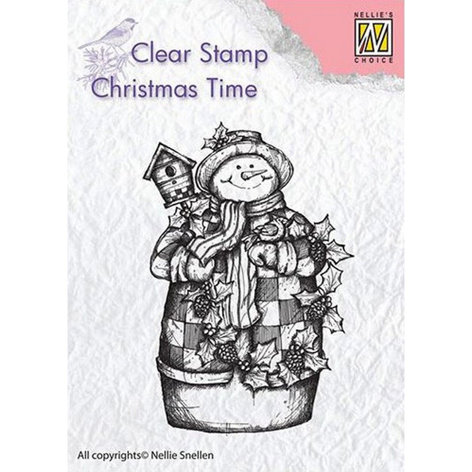 Nellie's Choice • Christmas Time Clear Stamps Snowman With Birdhouse