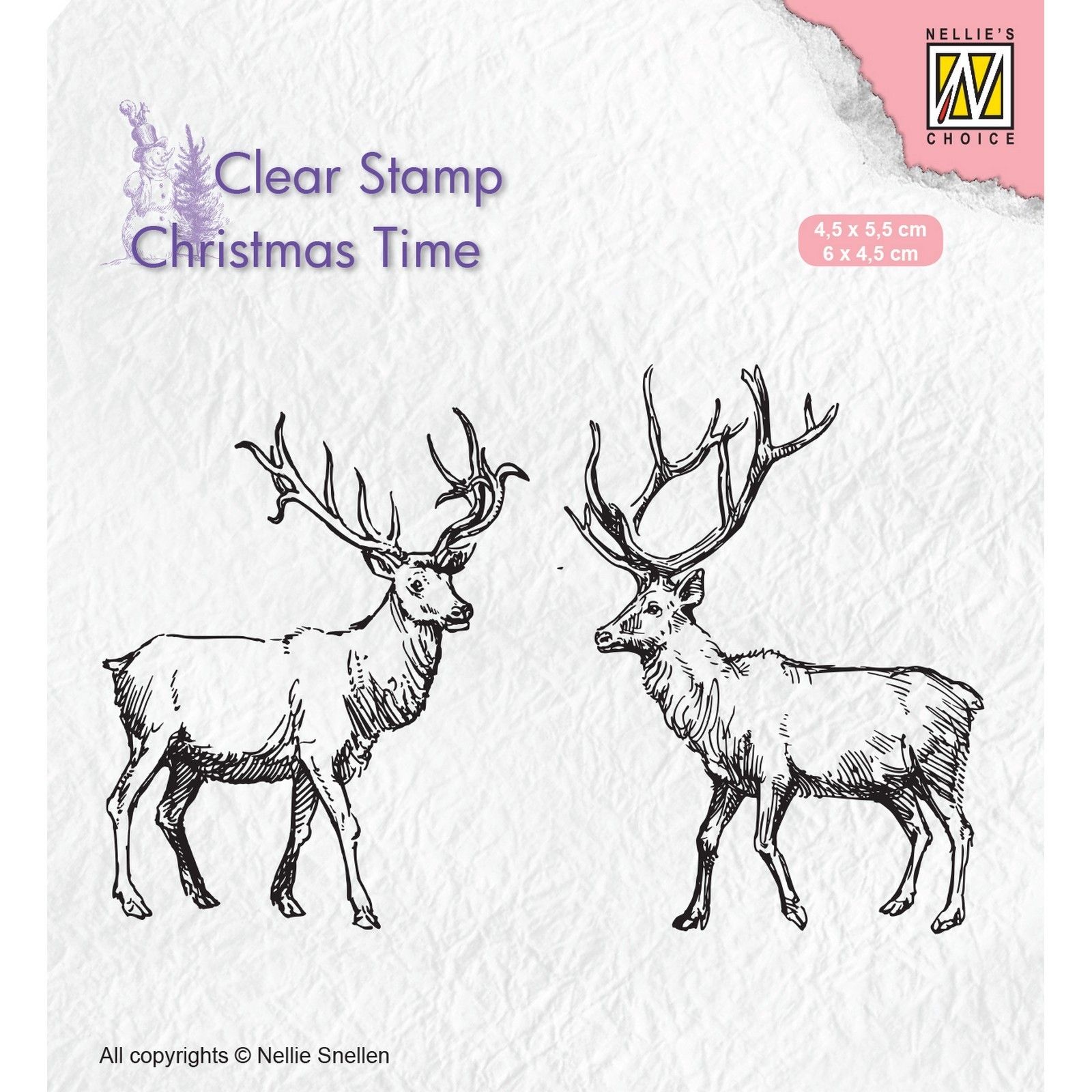 Nellie's Choice • Christmas Time Clear Stamps Two Reindeer (4,5x5,5cm Plus 6x4,5cm)