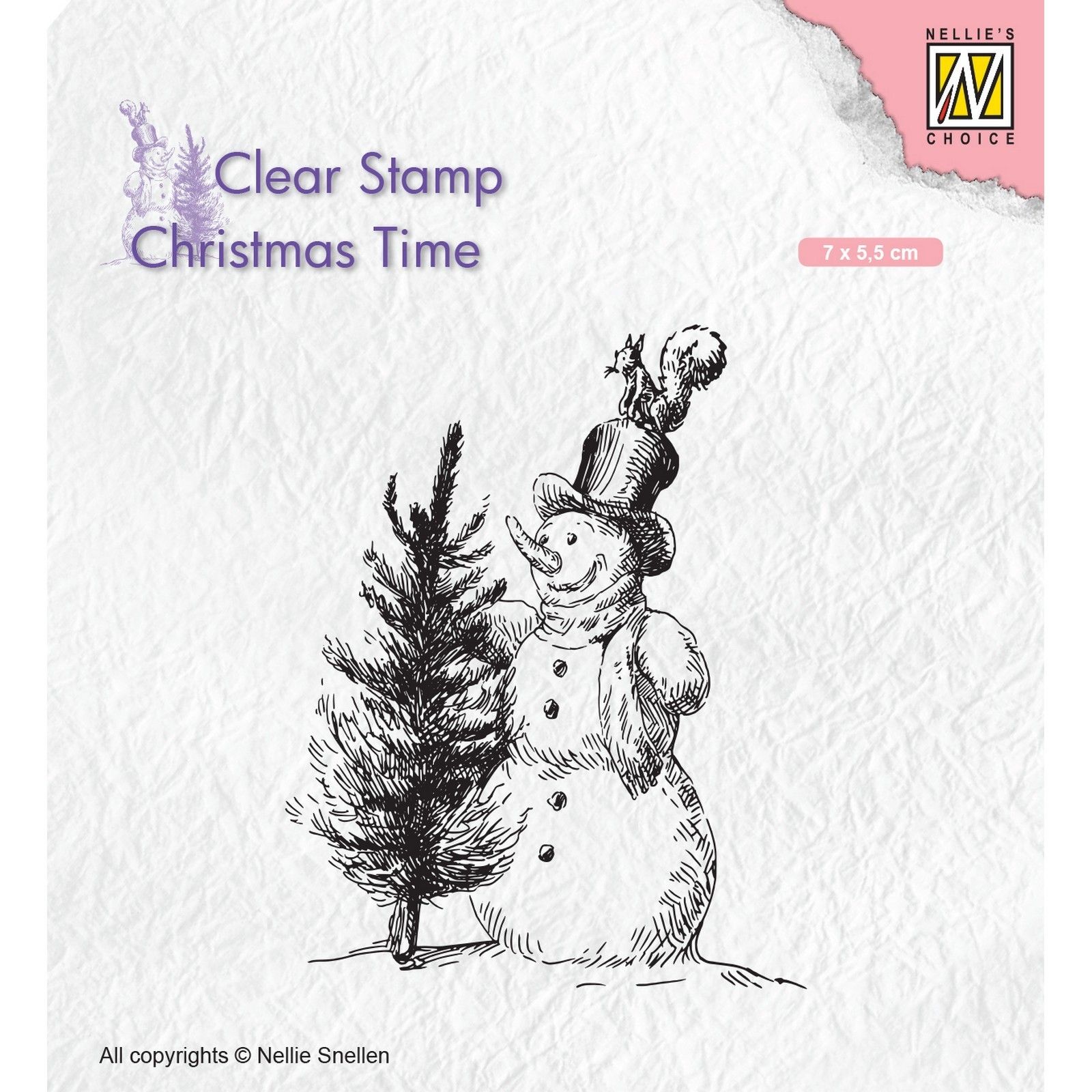 Nellie's Choice • Christmas Time Clear Stamps Snowman With Tree (7x5,5cm)