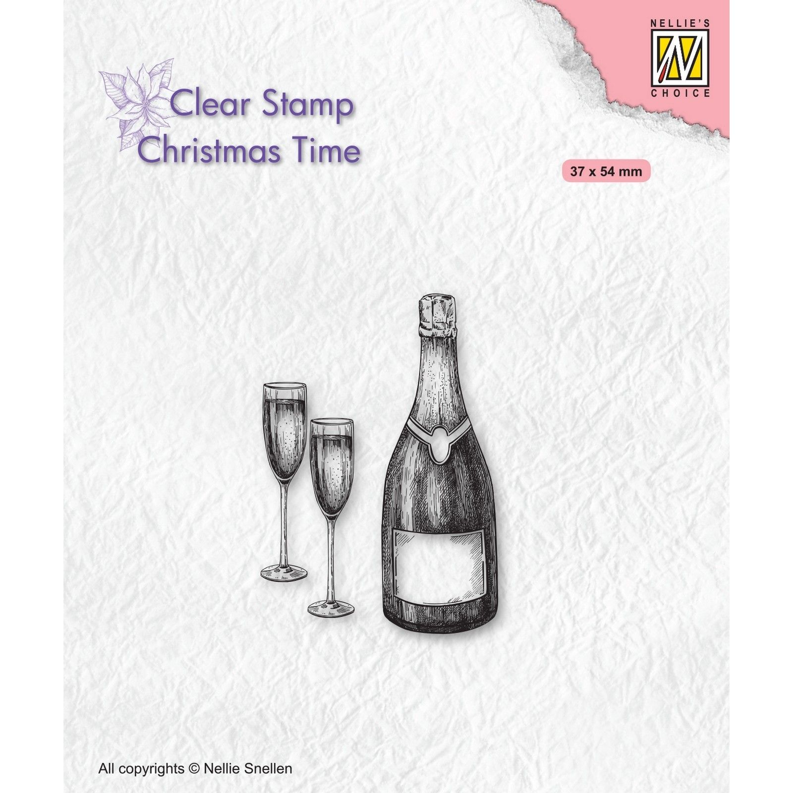 Nellie's Choice • Christmas Time Clear Stempels Champagne Bottle and Glasses