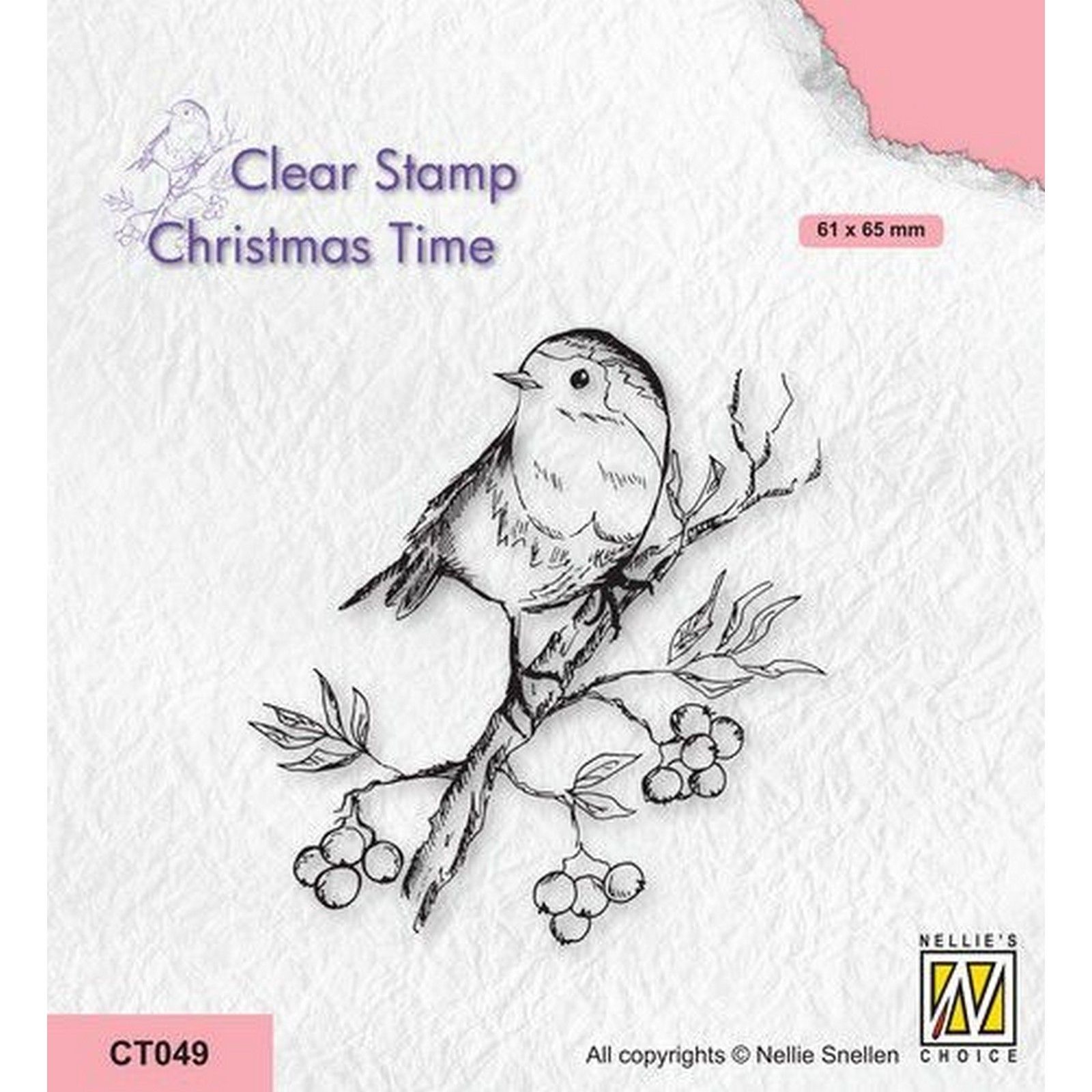 Nellie's Choice • Christmas Time Clear Stamps Robin On Berrie Branch